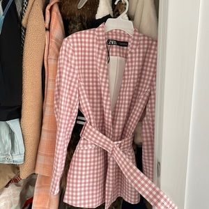 Zara gingham belted blazer